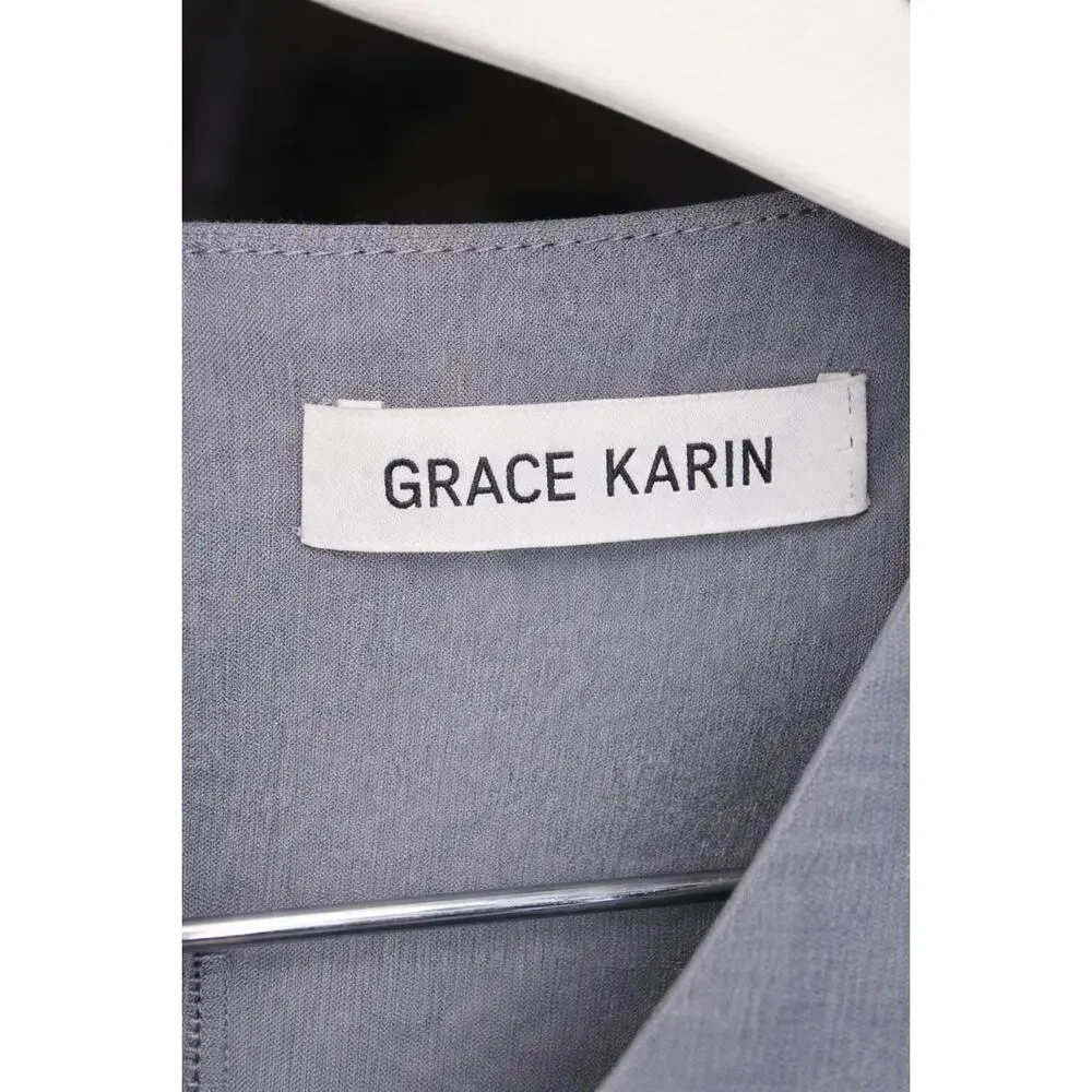 Grace Karin Sheath Dress Sz Large Career Short Sleeve Chic Stretch in Black